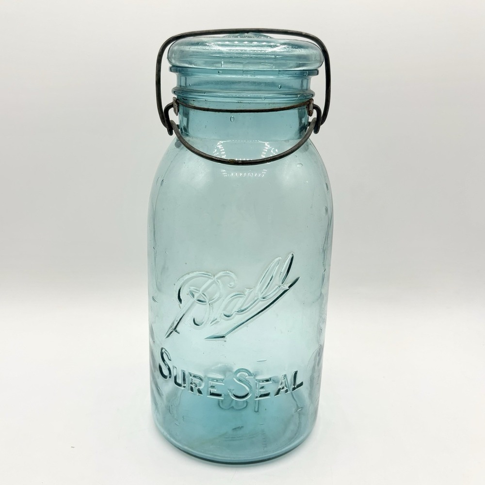 Vintage Blue Ball Mason Jar Sure Seal #8